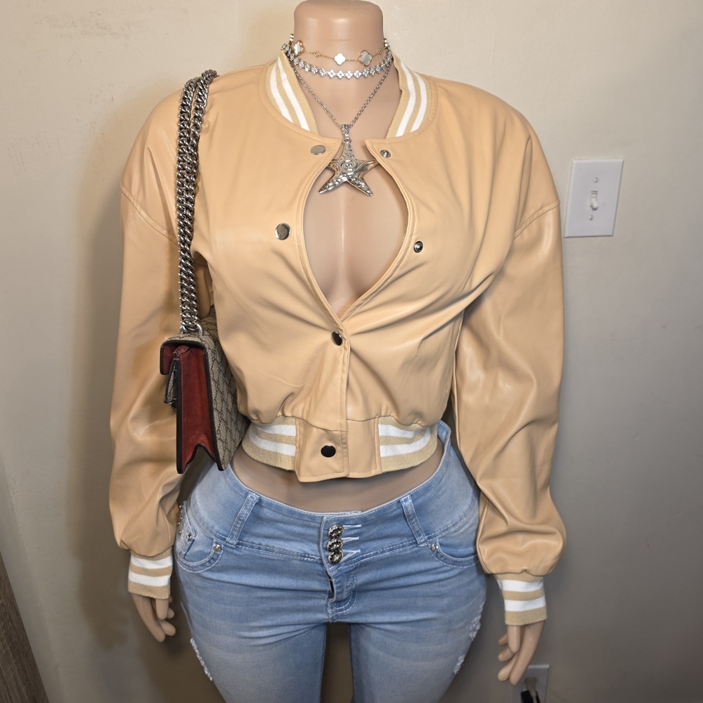Khaki Varsity Bomber Jacket